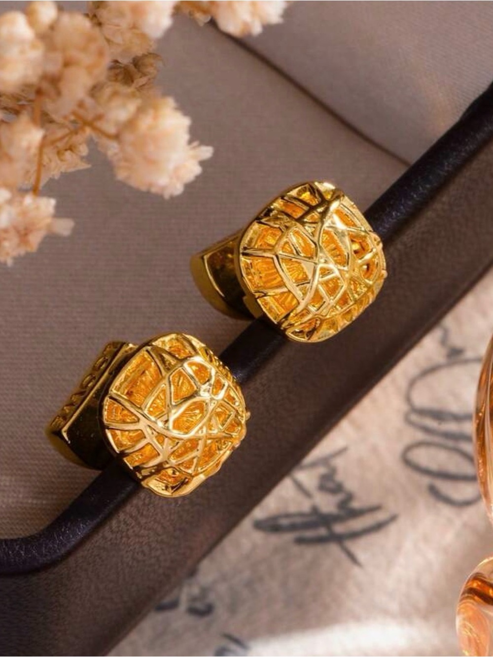 Gold Textured Dome Clip-On Earrings - Elegant Women's Jewelry